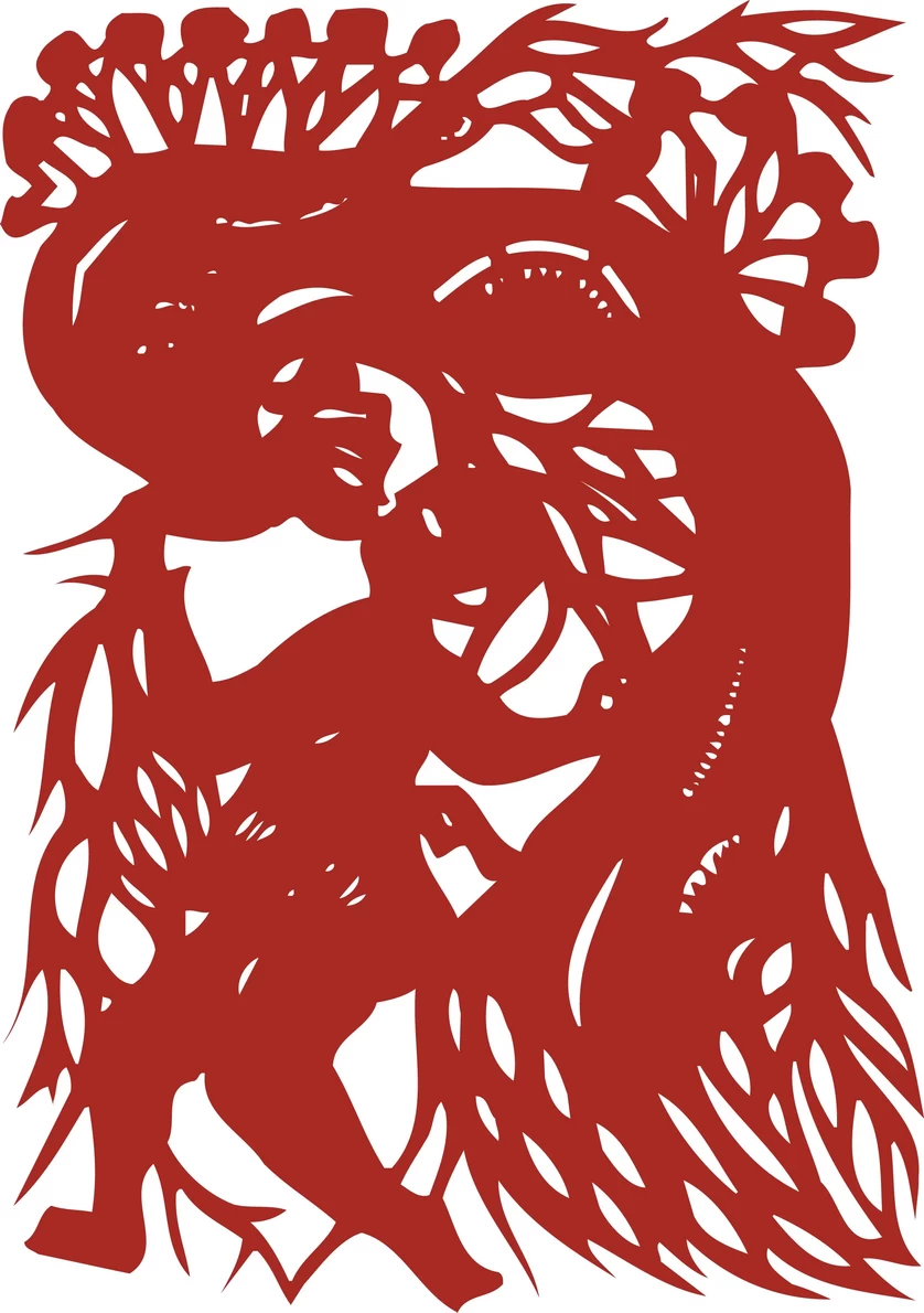 中国风中式传统喜庆民俗人物动物窗花剪纸插画边框AI矢量PNG素材【2036】